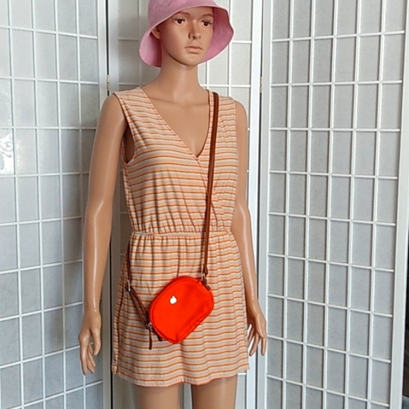 SO Faux-Wrap Knit Romper – Orange Stripe – Women M – NWT - Picture 4 of 13